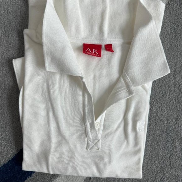 Ann Klein white knit Polo with Insignia. EUC XL - Picture 1 of 1